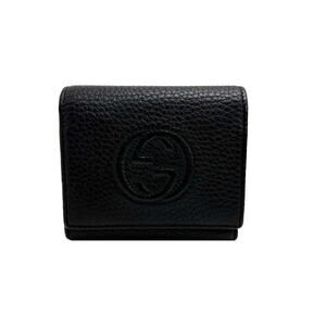 Gucci Interlocking GG Soho Leather Tri Fold Wallet Black
